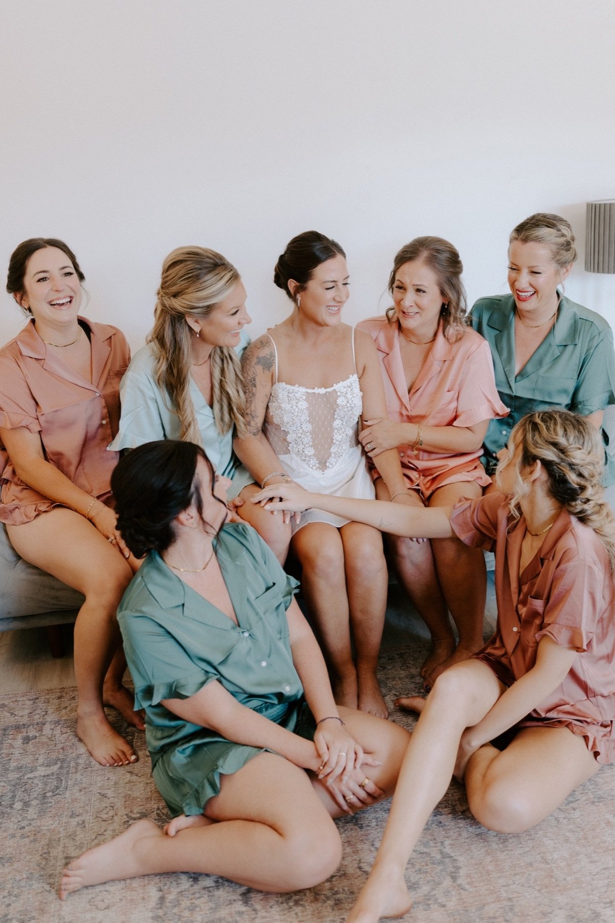 Bride celebrating with her bridal party